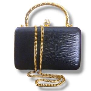 NWOT Vintage Vibes Black Lizard Embossed Evening Bag or Clutch